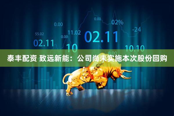 泰丰配资 致远新能：公司尚未实施本次股份回购